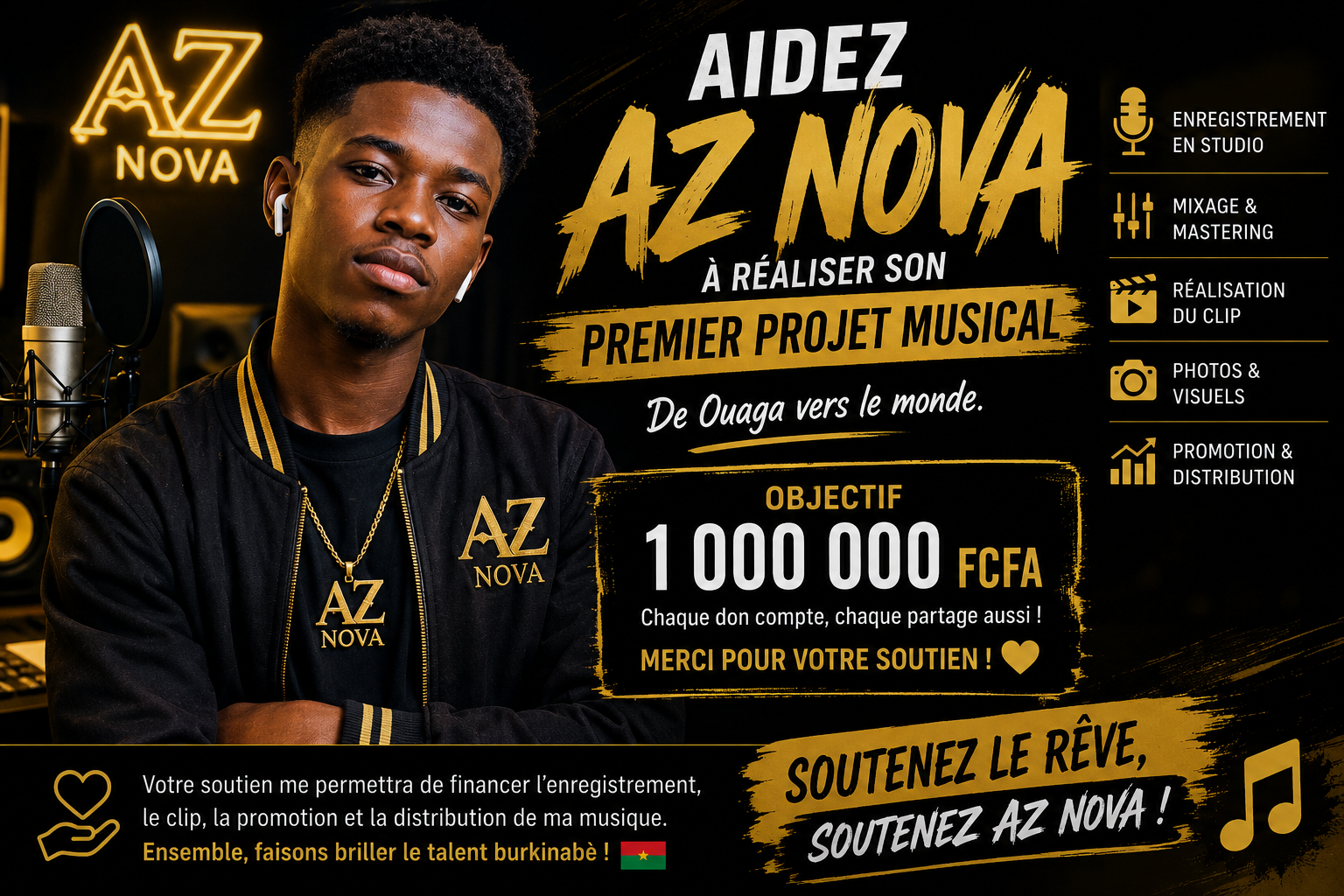 Aidez AZ NOVA à réaliser son premier projet musical 🎵